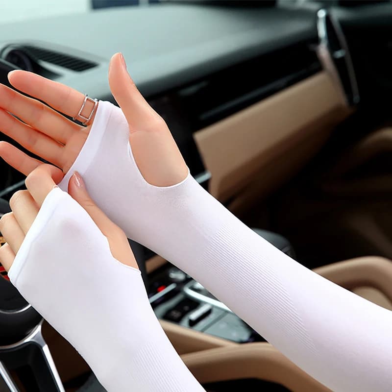 Anti-UV Elastic Sleeves for Arms, Solar Protection, Hand-Free Gloves for Cycling, Man and Woman, in Summer Ice Silk