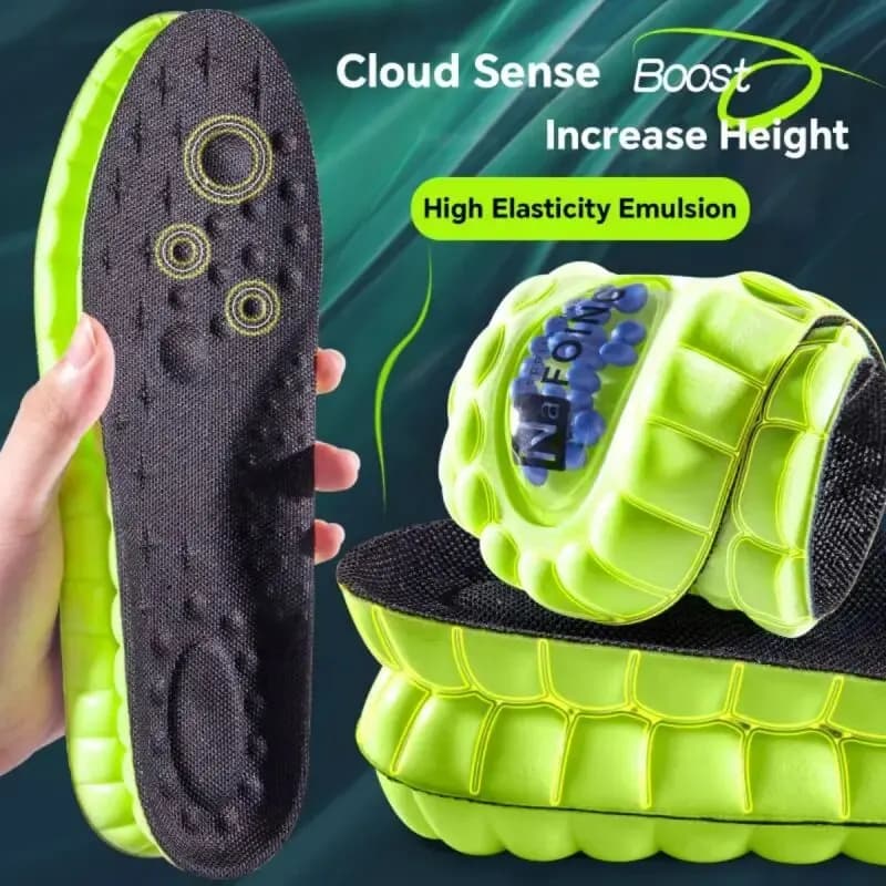 1 pair of 4D Cloud sports suns for shoes PU air cushion sole soft shock absorption breathable breathable orthopedic racing suns