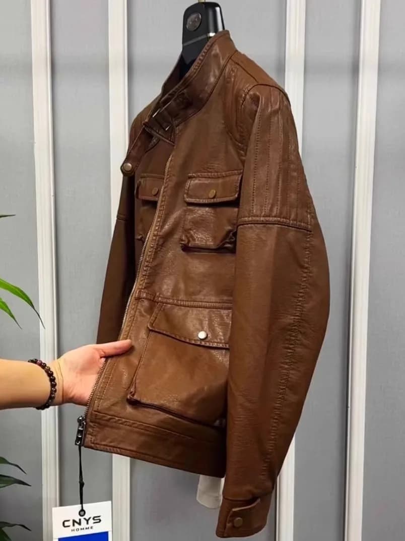 Giacca Casual da Uomo alla Moda con Colletto Rialzato Y85, Nuova Collezione Autunnale, Stile Elegante Business, Maniche Lunghe, Chiusura con Cerniera, Senza Cappuccio