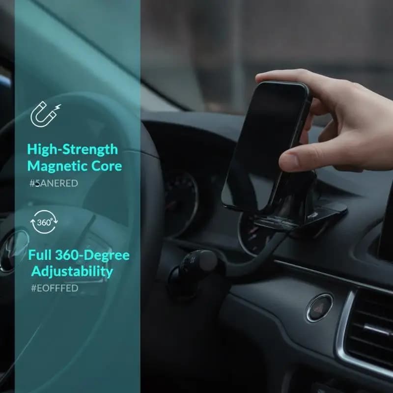 Magnetic Car Phone Holder 2-in-1 Air Vent Dashboard Mount Tool Free Install for 4.7-6.9 Inch Phones Car