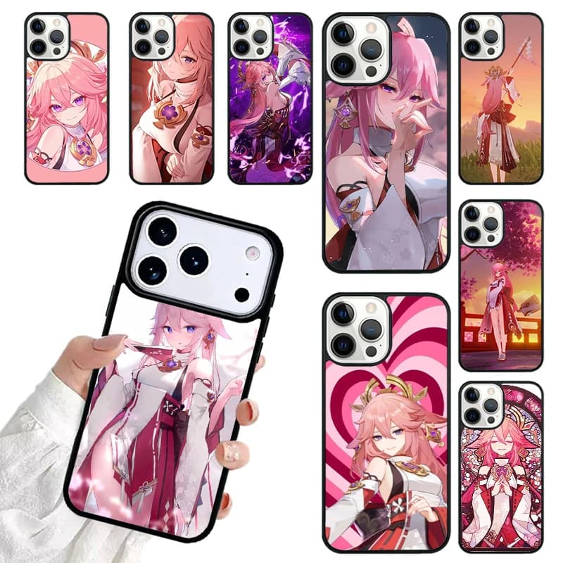 Genshin Impact Yae Miko Phone Case For iPhone 17 16 15 14 13 12 11 Pro Max 17air Shockproof Cover Fundas