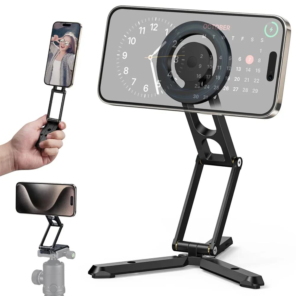 Selfie Stick Supporto per telefono magnetico da tavolo Supporto per treppiede magnetico pieghevole per telefono per Iphone 15 14 13 12 Custodia Samsung Magsafe