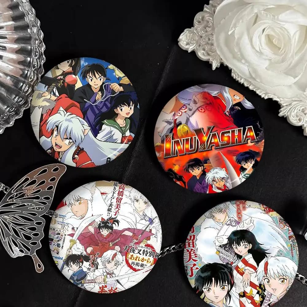 Spilla a Bottone Anime InuYasha Fatta a Mano, Distintivo Cartoon per Abbigliamento, Decorazione per Zaini, Accessori di Gioielleria