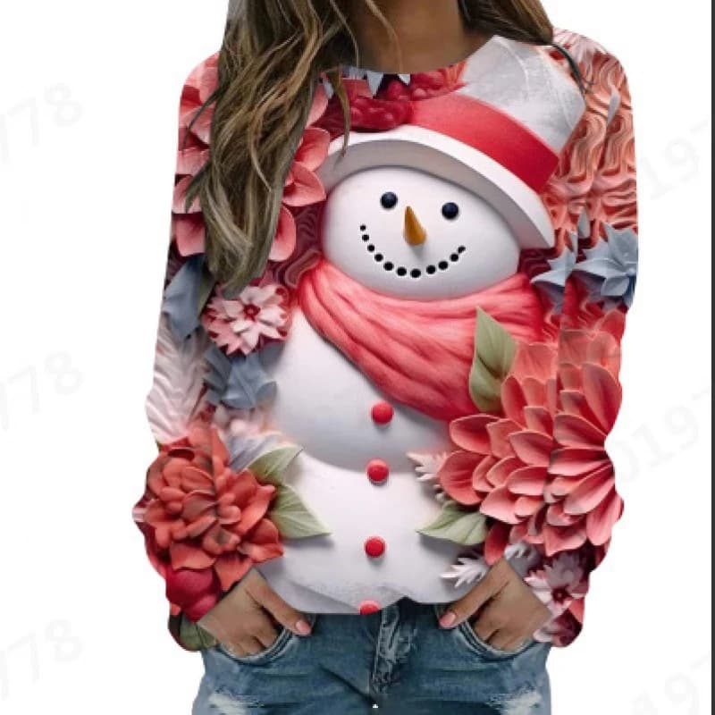 Bicchiere da vino di Natale Felpe con stampa 3D Autunno Donna Moda Casual Streetwear O Collo Felpe con cappuccio Pullover Top Abbigliamento donna