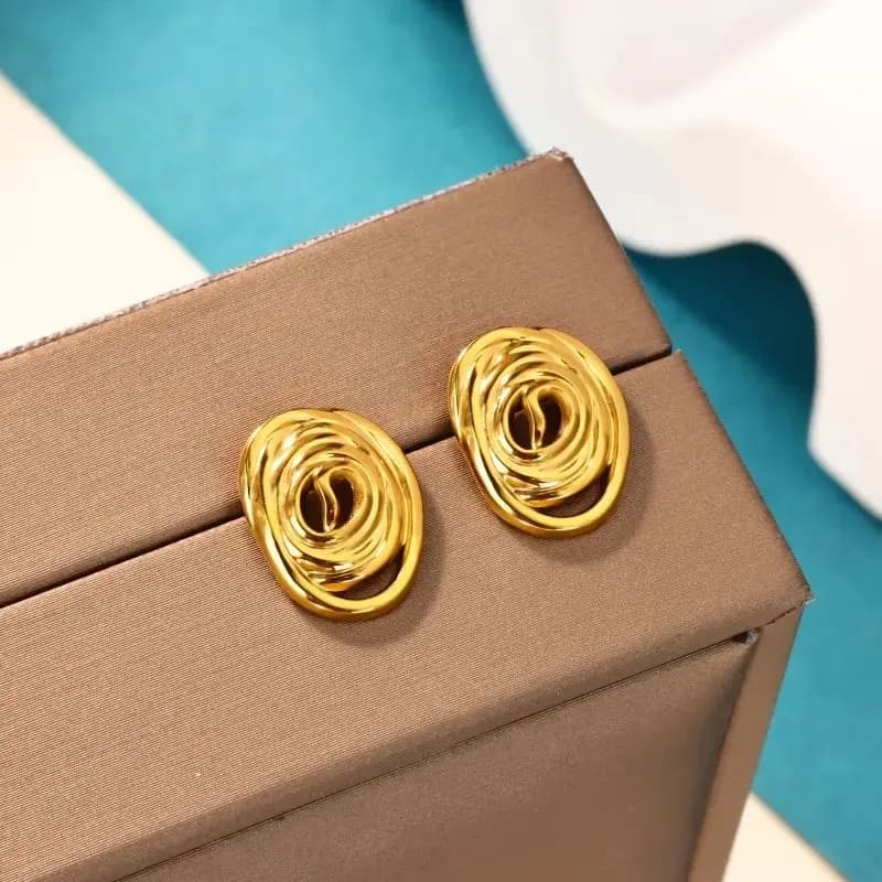Orecchini Ovali Geometrici Vintage per Donna in Acciaio Inossidabile, Gioielli da Matrimonio alla Moda 2026, Spedizione Gratuita