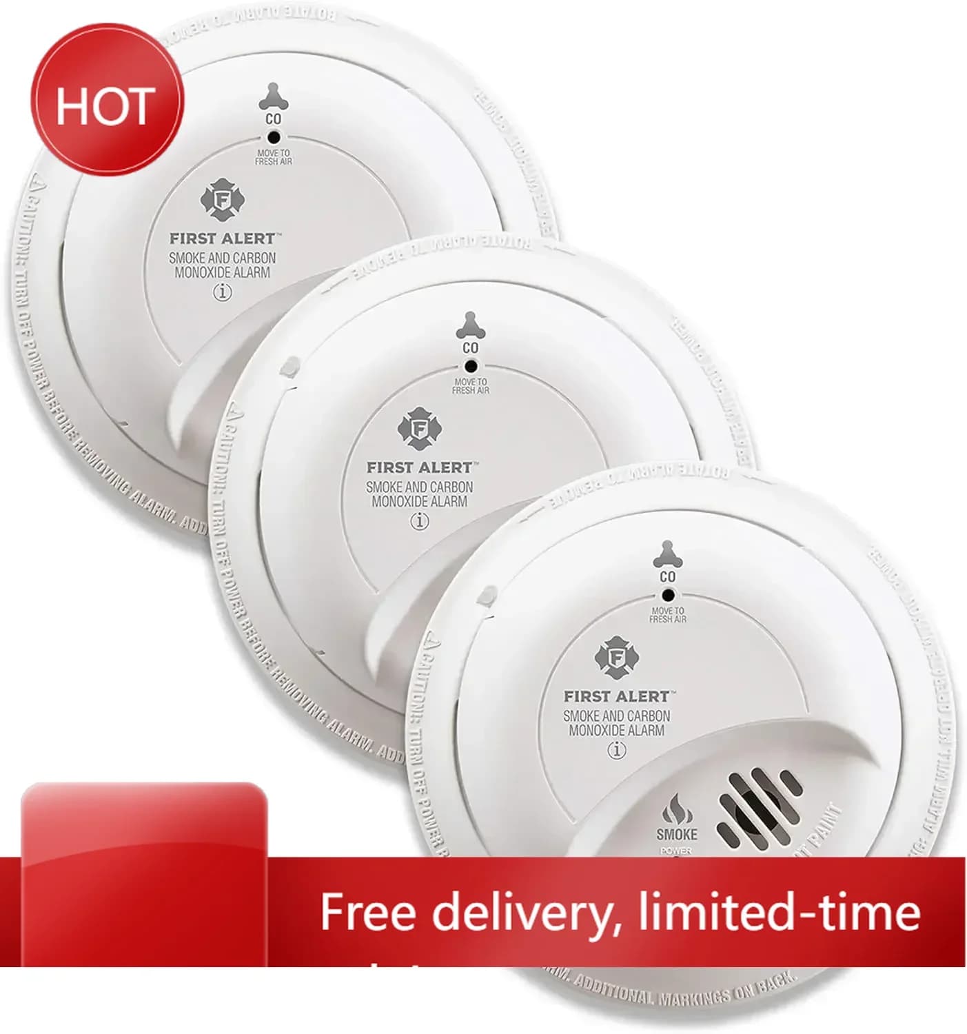Rilevatore di fumo e monossido di carbonio (CO) cablato BRK SC9120B-3 con batteria di riserva, bianco, confezione da 3 - Offerta imperdibile!