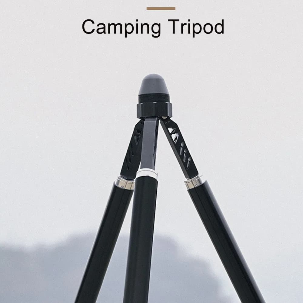 Aluminum Alloy Camping Tripod Triangular Support Black Tripod Stand Detachable Hook Adjustable Angle Tent Support Stand