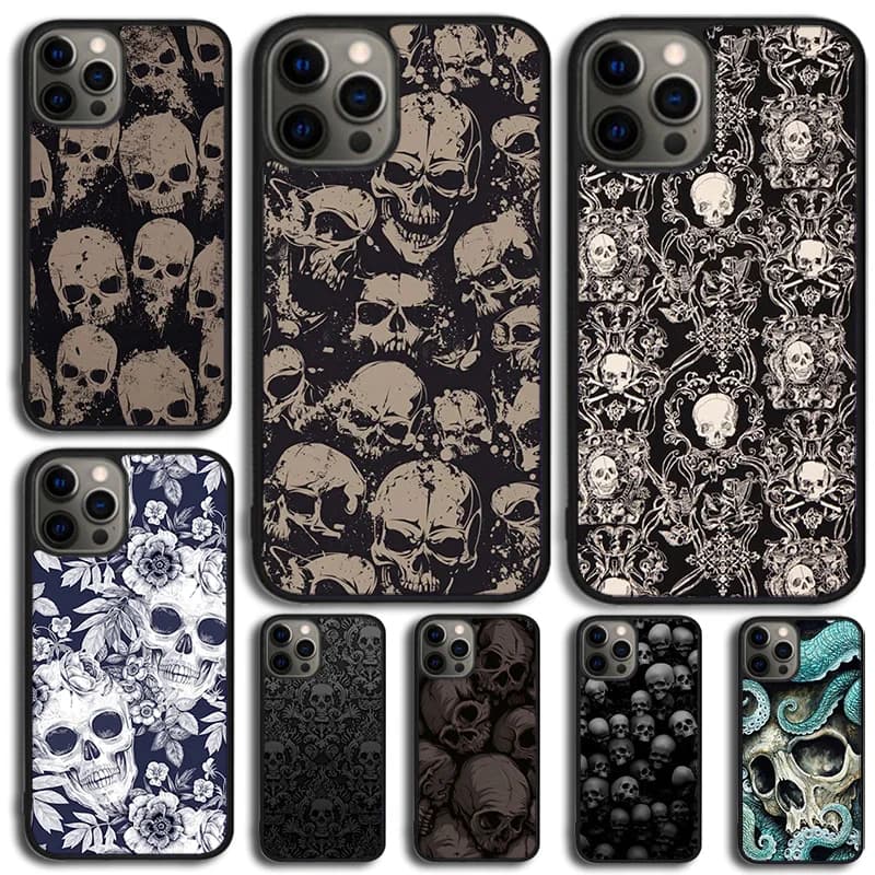 Custodia per telefono gotica con teschio horror per Apple iPhone 17 Air 11 Pro Max Plus SE2020 Coque per iPhone 17 Air 14 15 16 13 12 Max Cover