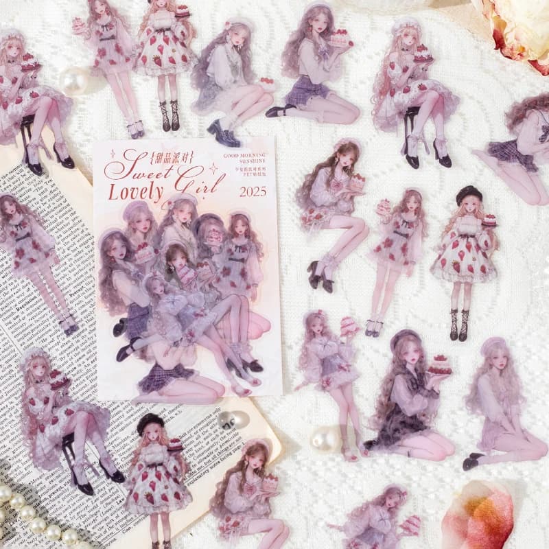 Journal GO 30pcs PET Ins Stickers Girls Party Combo Kit Scrapbooking DIY Materials Collage Stationery Decor Diary Card Supplies