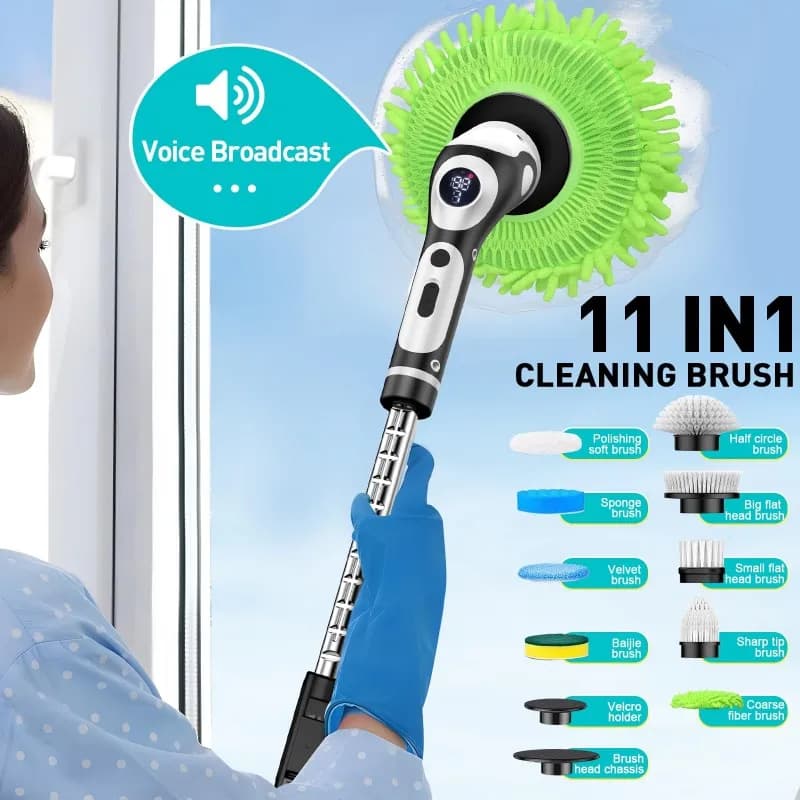 OLO ONLY FOR OGGI di Rotating electric brush for cleaning with voice control, multifunctional electric broom with dry and wet washing function - 9 brush heads