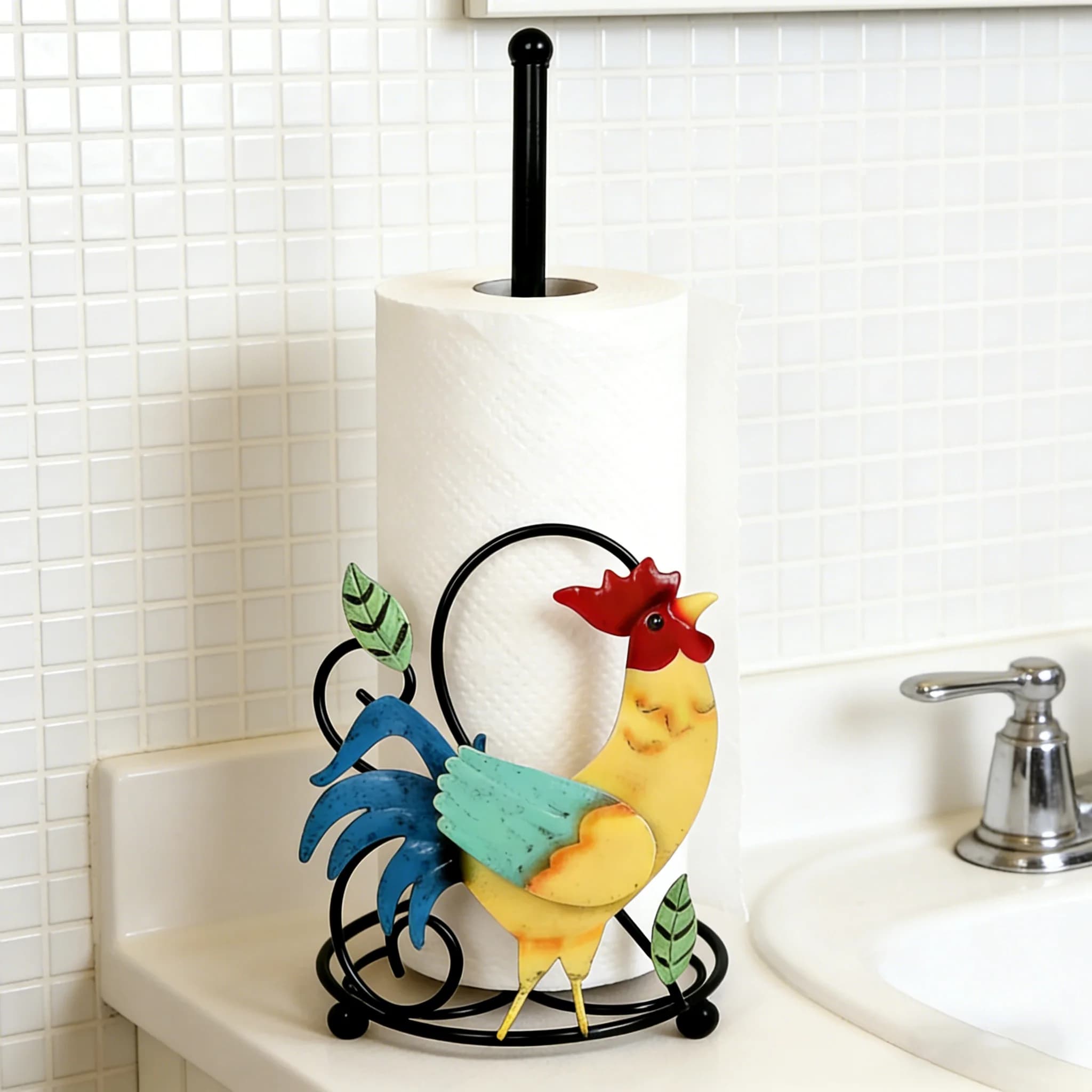 Portarotolo Carta Igienica a Forma di Pollo, Decorazione Bagno a Tema Animale, Base Antiscivolo, Design Salvaspazio, Idea Regalo Unica e Divertente
