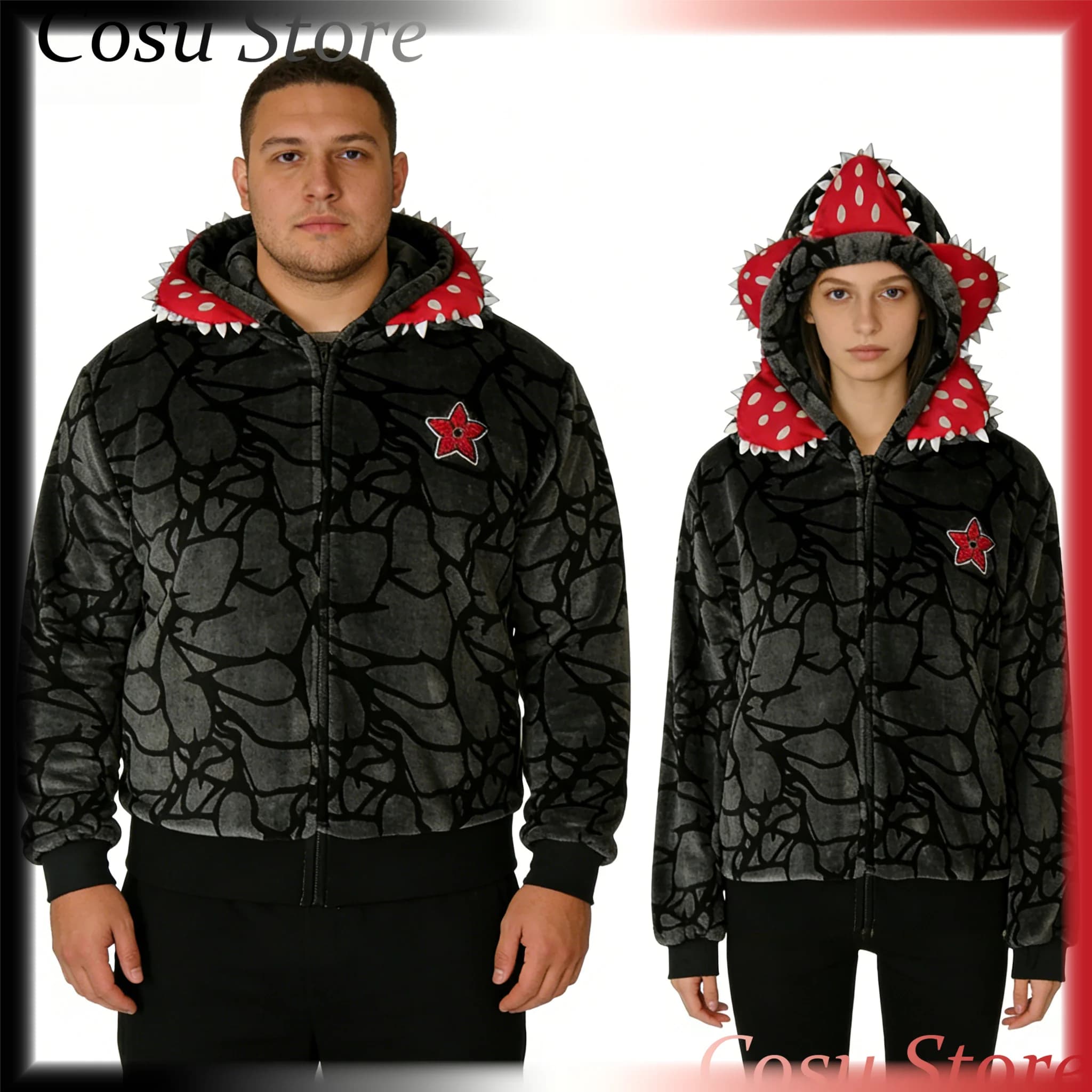 Costume da Mostro in Peluche Nero, Giacca per Cosplay, Pigiama per Adulti, Costume Divertente per Carnevale, Spettacoli Teatrali e Halloween per Coppie e Uomini