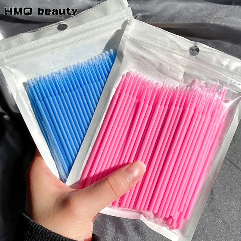 300/100pcs pennello per la pulizia delle ciglia estensione delle ciglia Micro tampone di cotone pennelli per ciglia individuali strumenti per la rimozione della pulizia del trucco di bellezza
