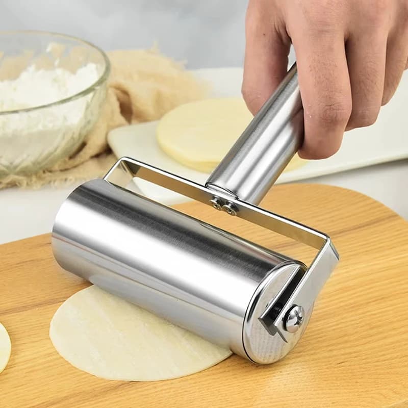 Mattarello da Cucina in Acciaio Inossidabile a Testa Singola/Doppia, Antiaderente, per Impasto, Pasta, Ravioli, Noodles, Pizza e Torte