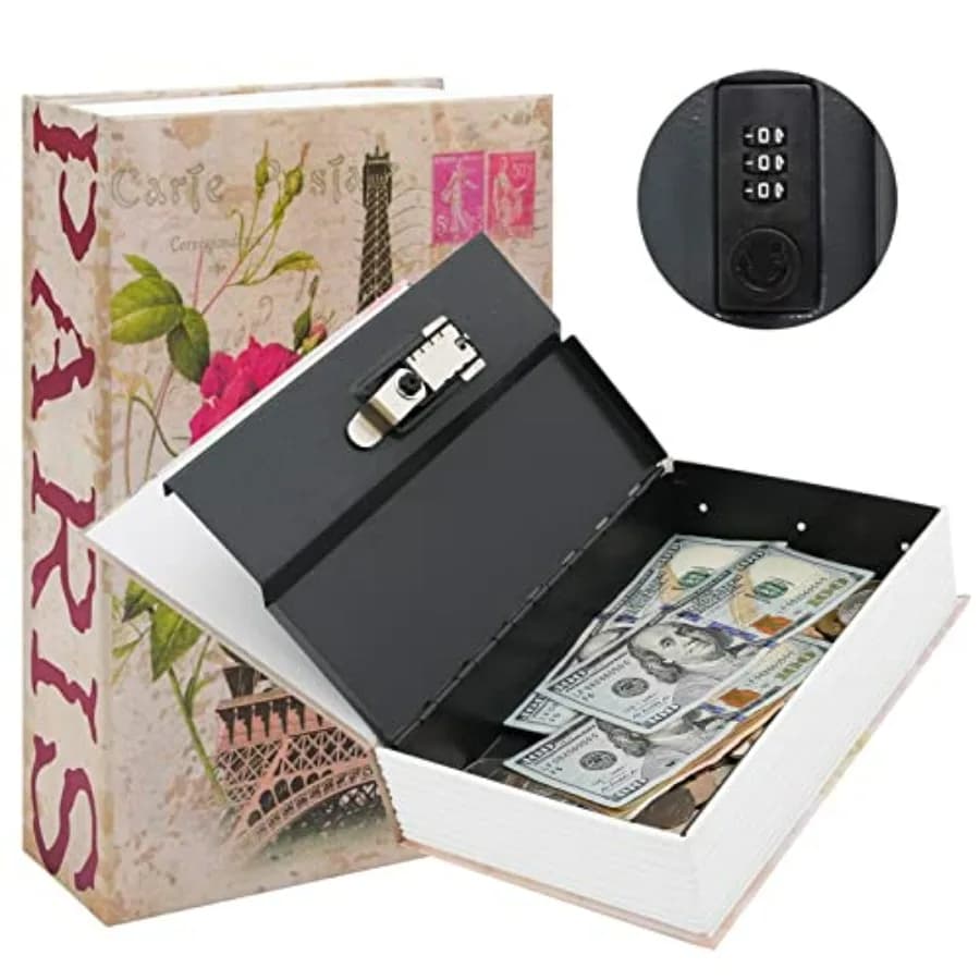 Diversion Book Safe with Combination Lock, Secret Safe Metal Lock Box, Money Storage Collection Box, 9.5" x 6.2" x 2.2", France