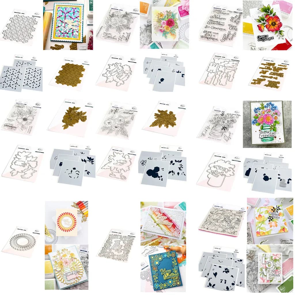 Floral Set Metal Cutting Dies Clear Stamps Stencil Hot Foil Scrapbooking Craft Diy Photo Album Mould Embossing 2023 Arrival