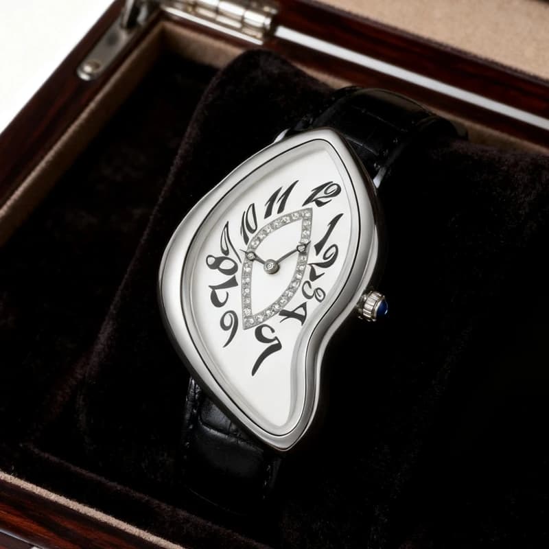 Collezione medievale Y2K Innovativo orologio al quarzo irregolare Cinturino in pelle Orologio da polso al quarzo con design di nicchia d'avanguardia