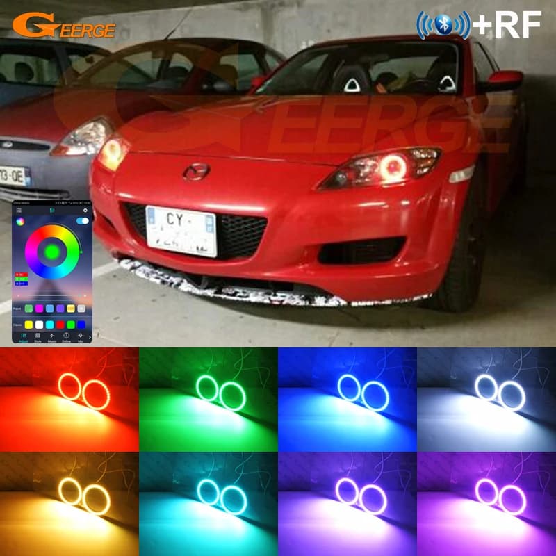 Per Mazda RX8 RX-8 RX 8 2004 2005 2006 2007 2008 BT App RF A Distanza Multi-Colore Ultra Luminoso RGB LED Angel Eyes Kit Halo Anelli