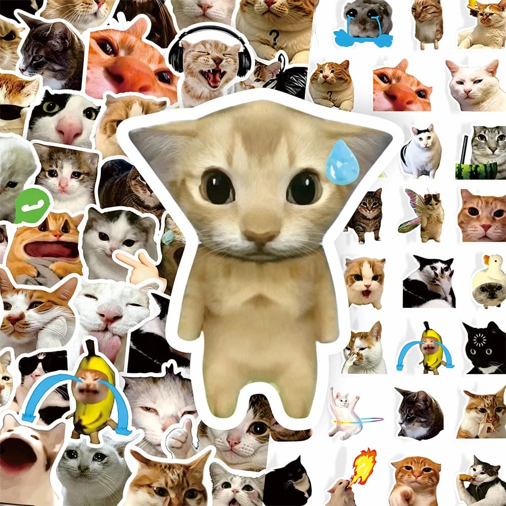 10/50/100 Pezzi Adesivi Divertenti con Animali Cartoon e Gatti, Sticker Kawaii per Moto, Chitarra, Laptop, Telefono, Auto, Regalo Giocattolo
