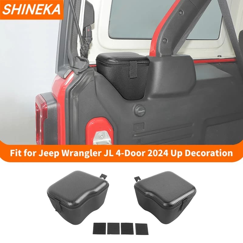 SHINEKA Stivaggio Riordino adatto per Jeep Wrangler JL 4 porte 2024 2025 Up Bagagliaio di un'auto Scatola di Immagazzinaggio Laterale Organizzatore Accessori Interni