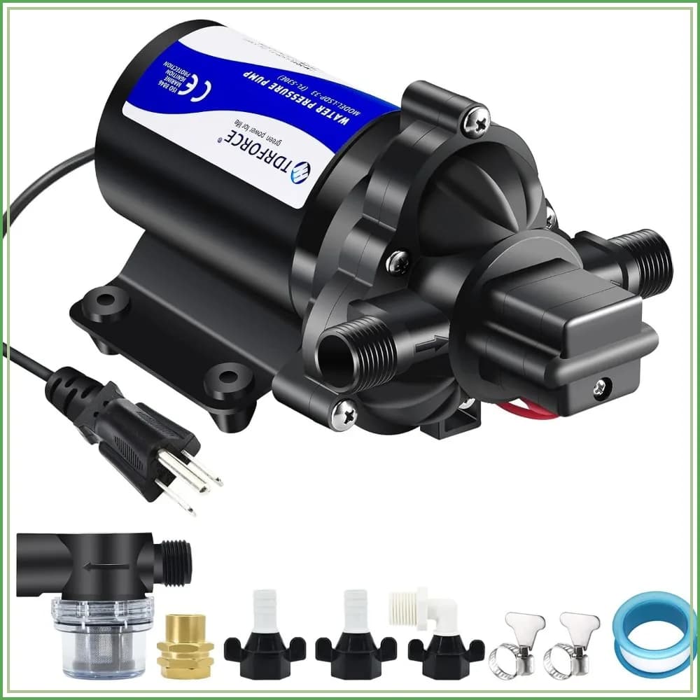 Fresh Water Circulating Pump 4GPM 45PSI Pressure Booster Pump Self Priming Diaphragm Pump for Garden Hose Irrigation with Strainer