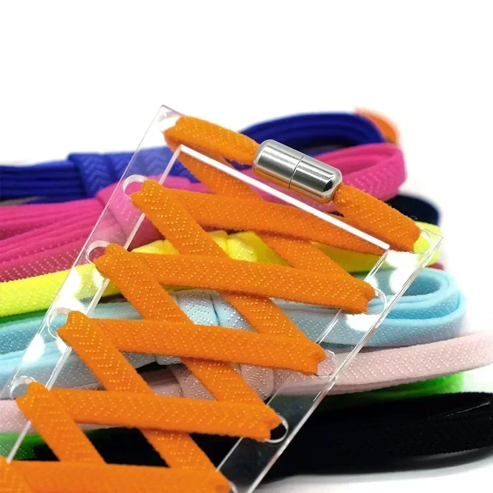 Lacci per Scarpe Senza Nodi con Chiusura in Metallo - Lacci Elastici Piatti per Sneakers di Adulti e Bambini, Lacci Rapidi da Indossare per Giornate Pigre