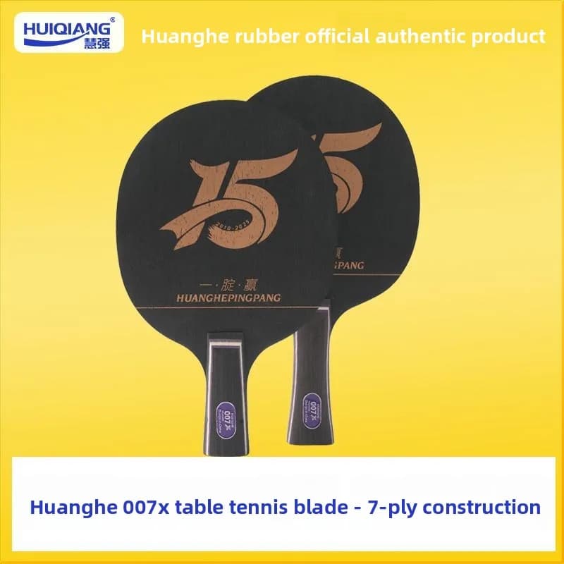 Racchetta da Ping Pong in Legno Puro Giallo River New Commemorative Seven Clip, Base Singola, Attacco Veloce, Gomma Appiccicosa, Impugnatura Orizzontale