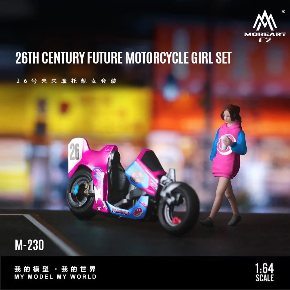 *Pre-ordine*MoreArt Modello in resina 1:64 del set Future Motorcycle Beauty n. 26 Per Regalo, Esposizione e Collezione