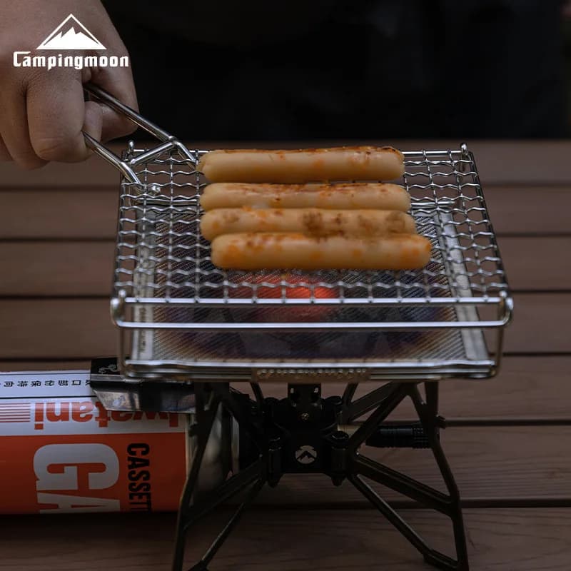CAMPINGMOON US-1615 Stainless Steel Folding Grid for Barbecue and Camping, Portable Grid for Small Gas Stoves