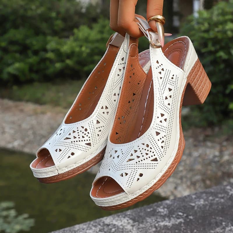 Vintage High Heel Sandals Women's Heel Sandals Gladiator Sandals with Mujer Plus Size 43 Beach Sandals with Back Strap