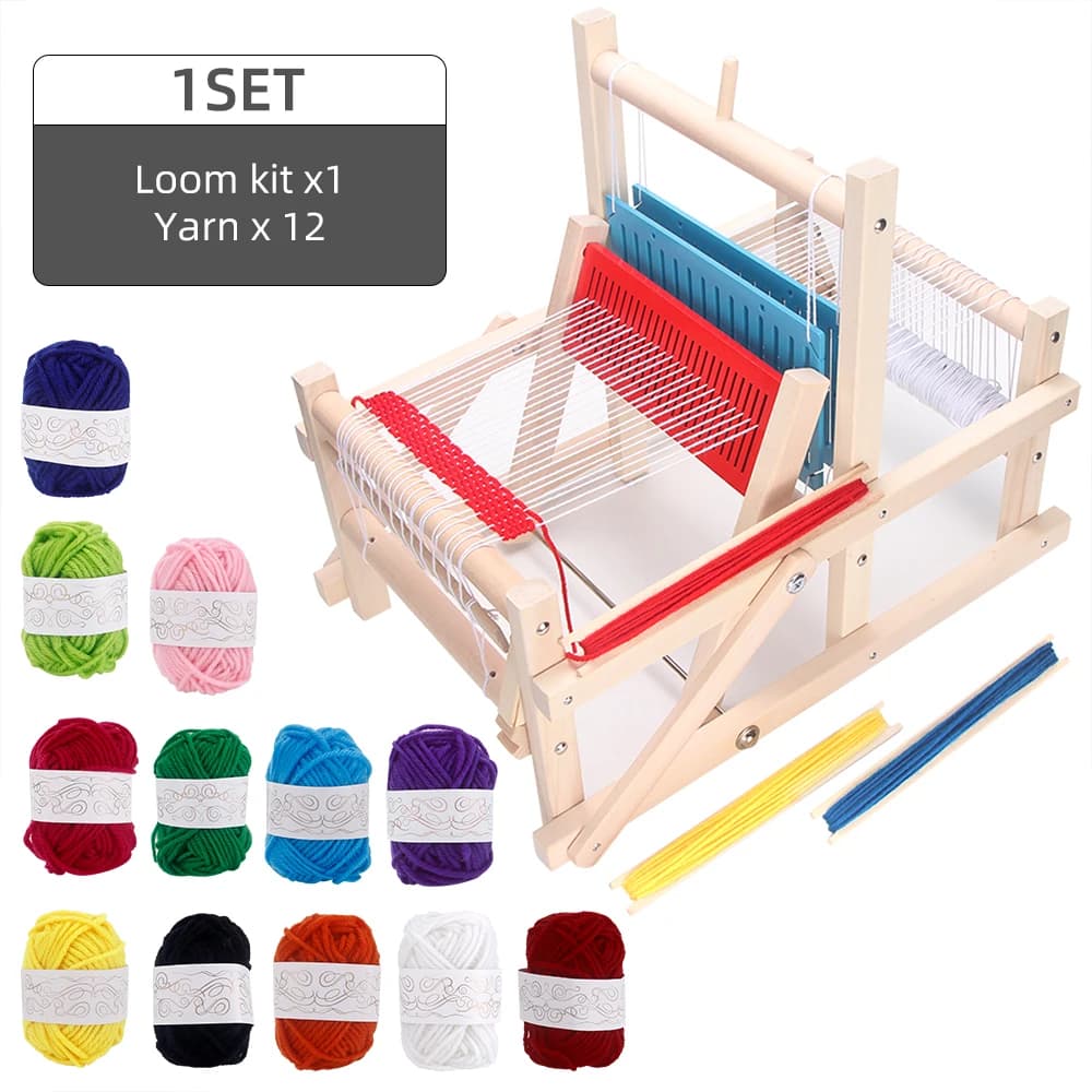 Wooden Multi-Craft Weaving Loom Mini Spinning Knitting Machine DIY Hand Loom Weaving Machine Handmade Crafting Fun for Adults