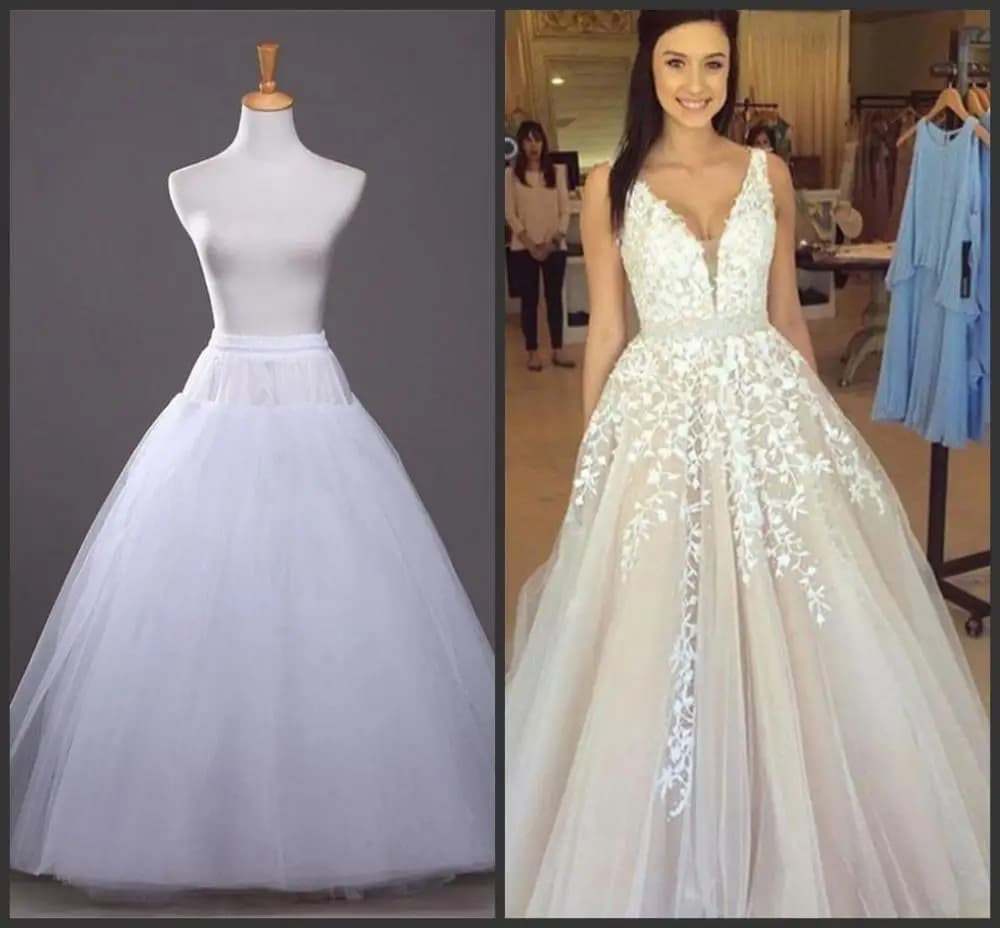 Sottoveste in tulle bianco per abito da sposa stile linea 4 strati senza cerchi Accessori da sposa da sposa Sottogonna lunga sottogonna