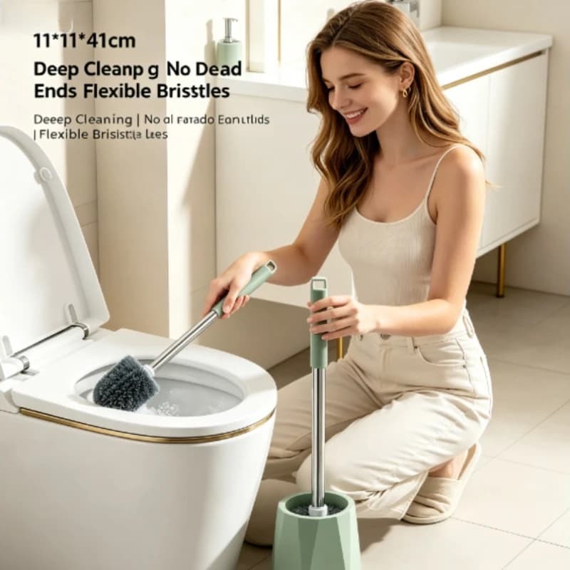 Household No Dead Angle Toilet Brush with Base, Durable Bathroom Toilet Cleaning Brush for Bathroom Deep Washing