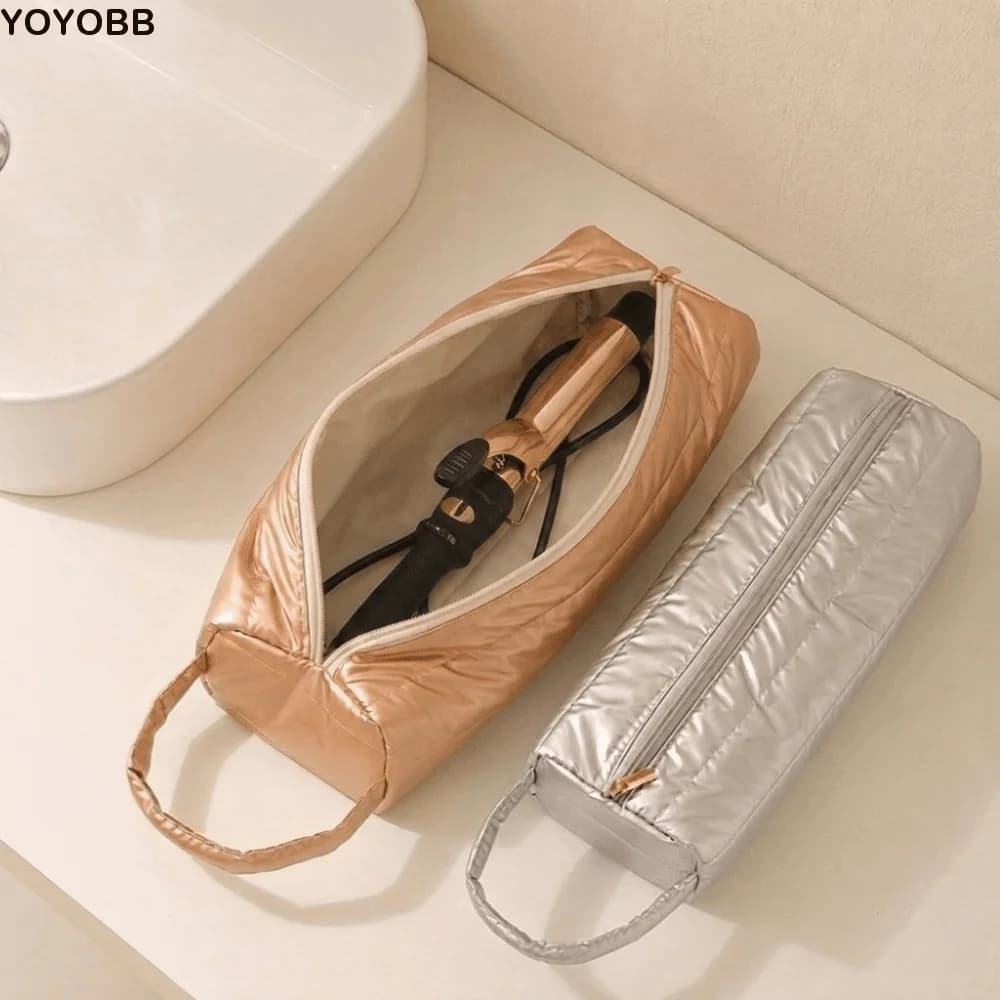 Oxford Inner Hair Dryer Storage Bag Soft Quilting Cotton Curling Iron Carrying Case with Handle Heat Resistant