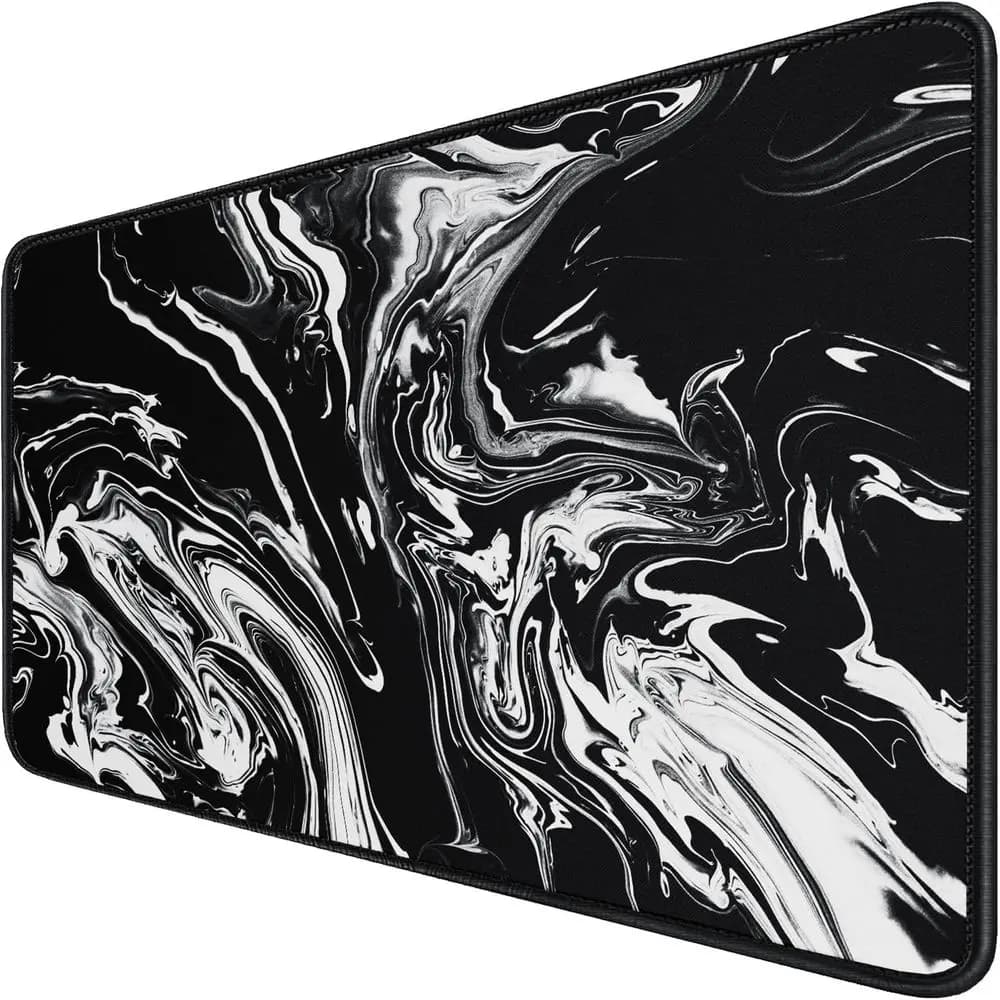 Extra-large gaming mouse pad with sewn edges, 47.3 x 23.6, durable anti-slip rubber base, waterproof keyboard mat for players