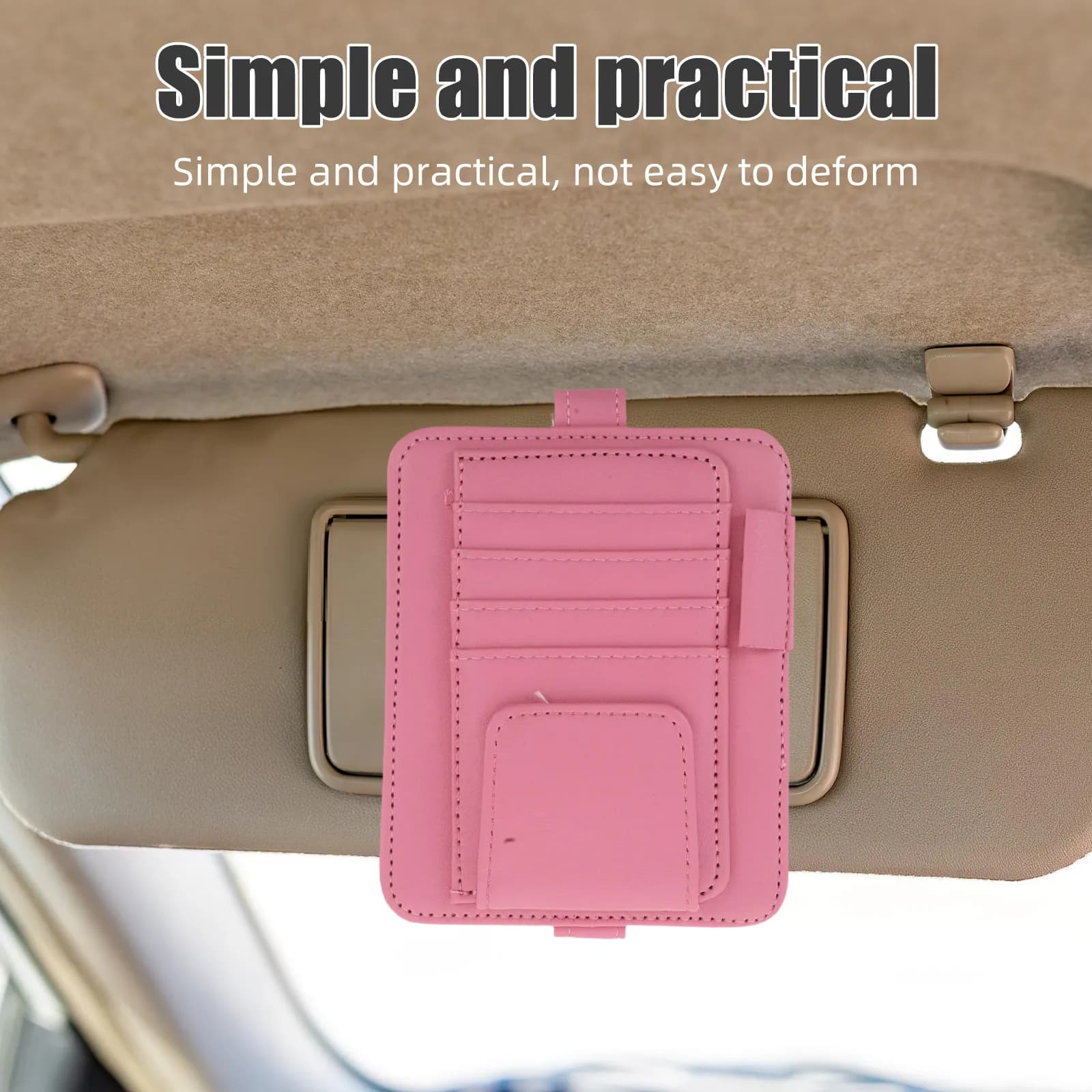 Car Visor Organizer PU Multi-Pocket Receipt Holder Car Document Folder Card Sunglasses Registration Parking Permit