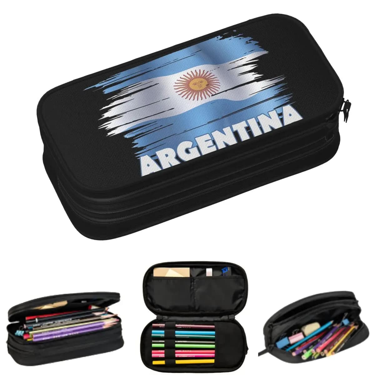 Astucci portapenne con bandiera dell'Argentina per studenti, astuccio per la scuola, astuccio portapenne di grande capacità