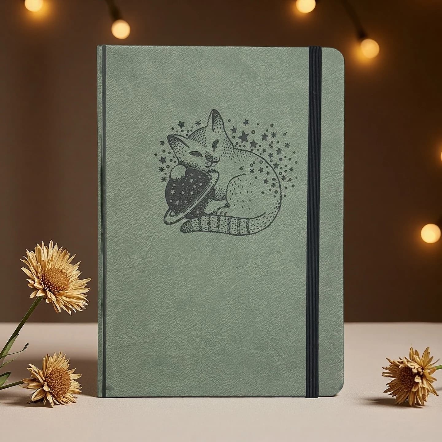 Quaderno A5 a Puntini Cute Cat Planet, Copertina Rigida in PU, Carta Avorio 160GSM, Pagine Numerate per Scrittura e Pianificazione