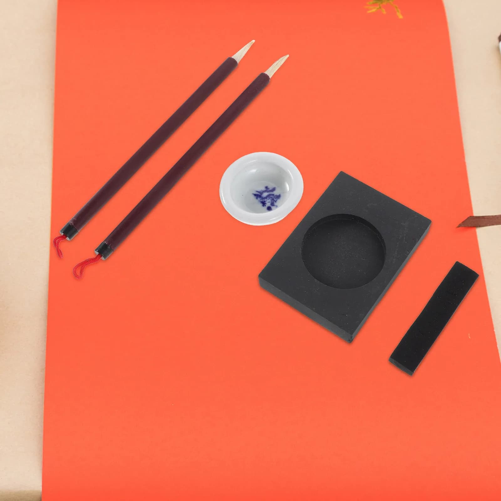 1Set Chinese Calligraphy Set Beginner Kit Complete Brush Ink Paper Ink Stone Student Calligraphy Supplies Writing Brush