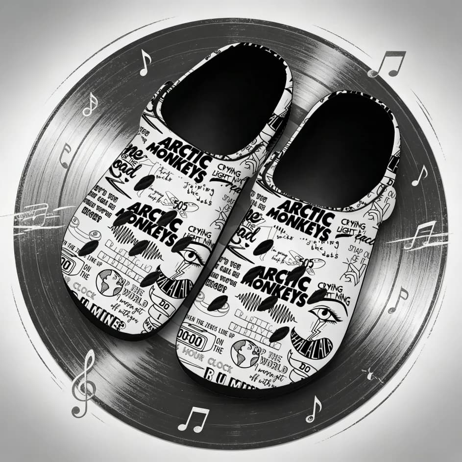 Arctic Monkeys Band Poster Print Slides Unisex Breathable Summer Beach Shoes Rock Music Lover Casual Outdoor Footwear