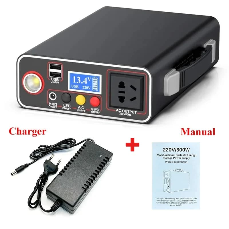 220V 300W Portable Solar Generator Power Station 90000mAh LiFePO4 Battery Emergency Mobile Power Bank for Outdoor Camping