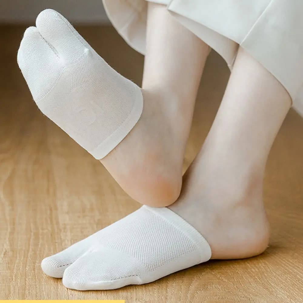 Calzini a due dita in cotone traspirante estivi, colore caramella, in rete, per donna, calze a mezza punta, calzini a dita separate