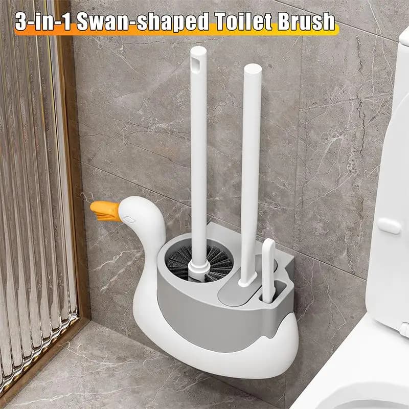 Set di 3 Spazzole per WC Swan, Design Moderno da Parete, Strumenti per la Pulizia del Bagno e l'Organizzazione Domestica