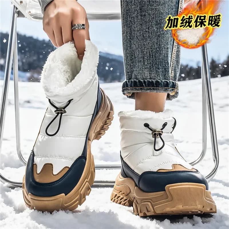 2025 Stivali impermeabili da uomo nuovi invernali Stivali da neve da coppia in peluche caldo invernale Stivali da trekking antiscivolo da esterno Stivaletti da lavoro da uomo