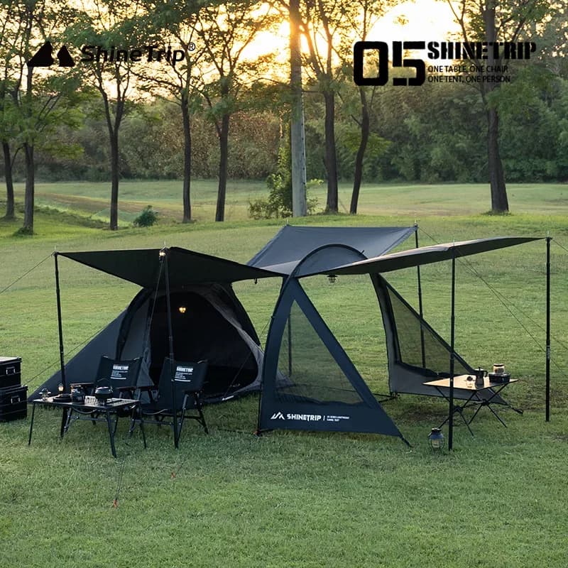 Tenda da campeggio ShineTrip Doppia protezione solare impermeabile multifunzionale Tenda da tunnel per grandi spazi Tenda da viaggio per campeggio per moto