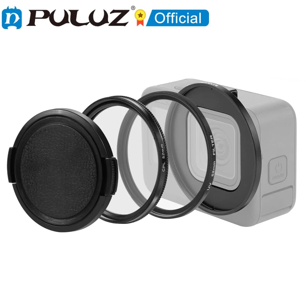 PULUZ 52mm CPL + UV ND2-400 filtro per obiettivo con anello adattatore per GoPro Hero12 nero 11 nero Mini HERO11 10 9 filtro per obiettivo nero