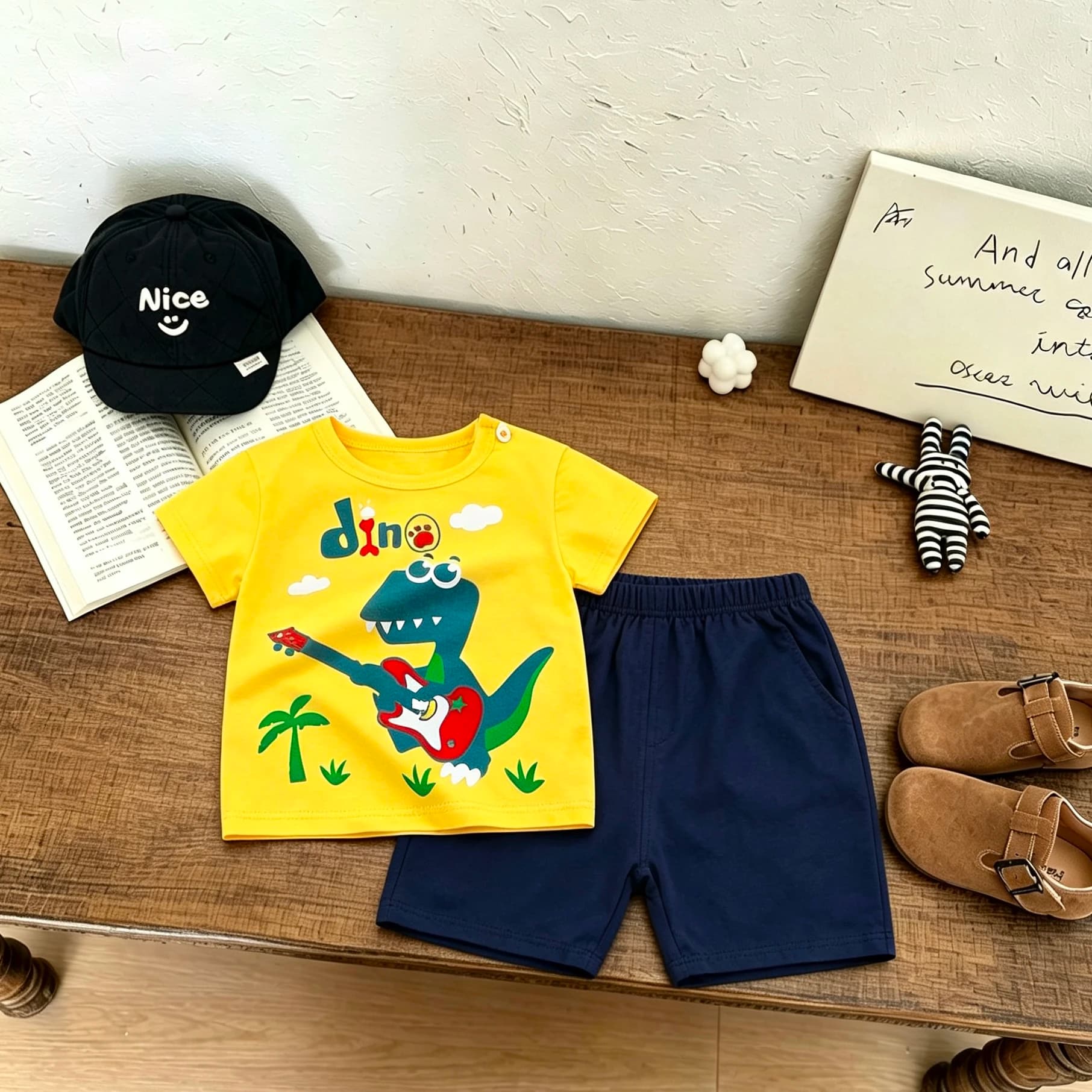 Abbigliamento estivo alla moda, tute a maniche corte, t-shirt e pantaloncini con cartoni animati, completi per bambini e bambine, t-shirt e pantaloncini carini.