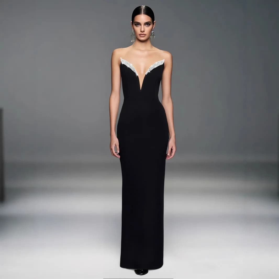 Nuovo arrivo donna sexy con spalle scoperte fasciatura aderente abito lungo elegante festa da sera cocktail moda compleanno abito