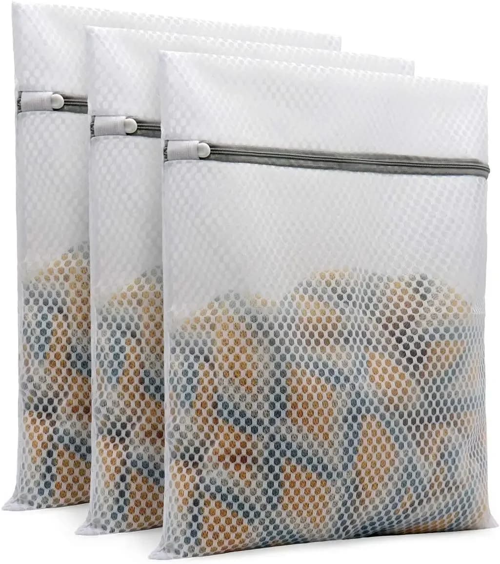 3 sacchetti per bucato resistenti in rete a nido d'ape per capi delicati, 12 x 16 pollici (3 di medie dimensioni)