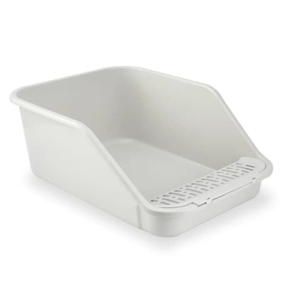 Large Cat Litter Box with High Sides, Cat Boxes for Indoor Cats, Cat Litter Pan for Kitty, Litter Box with Low Entry, Easy to C